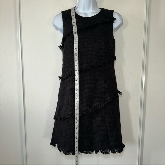 Ann Taylor Black Tweed Boucle Fringe Shift Sleeveless Dress- Size 00 Petite - Picture 6 of 11